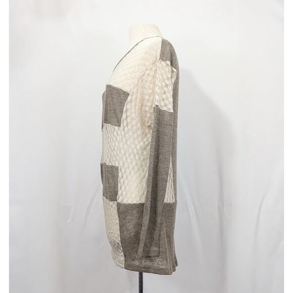 A'Reve Tunic Top Beige Cream Lace Ribbed Knit Shirt Misses Size M - Picture 3 of 6